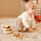 Soft stacking pancake toy set by Little Lamb Kind for sensory and imaginative play