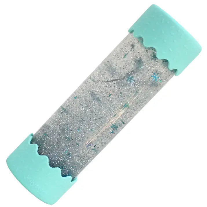 Jellystone Designs Baby Calm Down Bottle in Soft Mint with silver iridescent and pastel glitter sensory filling