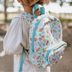 child wearing toddler backpacks, perfect for on the go and have matching accessories. can also be personalised with childs name. this print is sailor