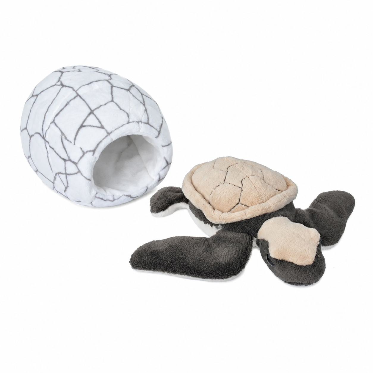 Baby Hawksbill turtle plush with removable hatchling and crinkly egg