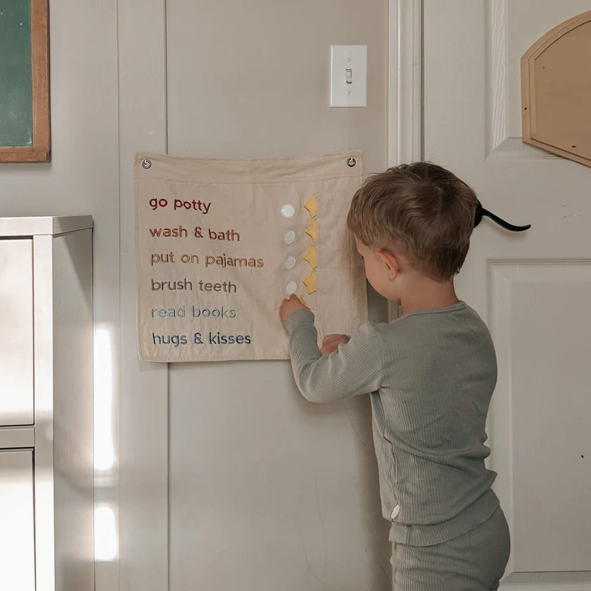 kids bedtime checklist wall hanging