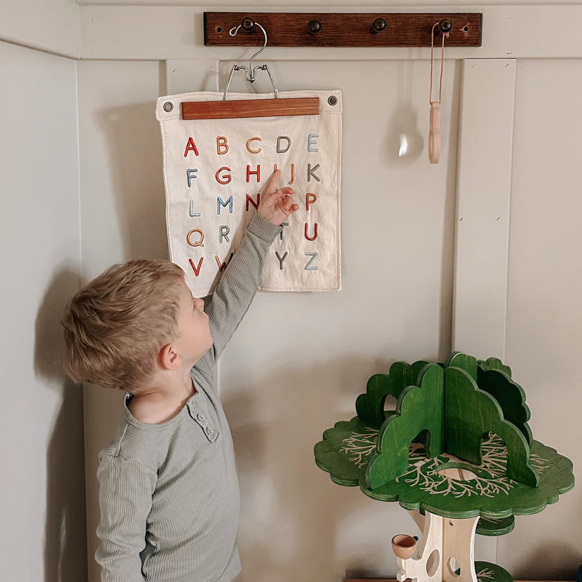 Vintage alphabet fabric wall banner for early learning