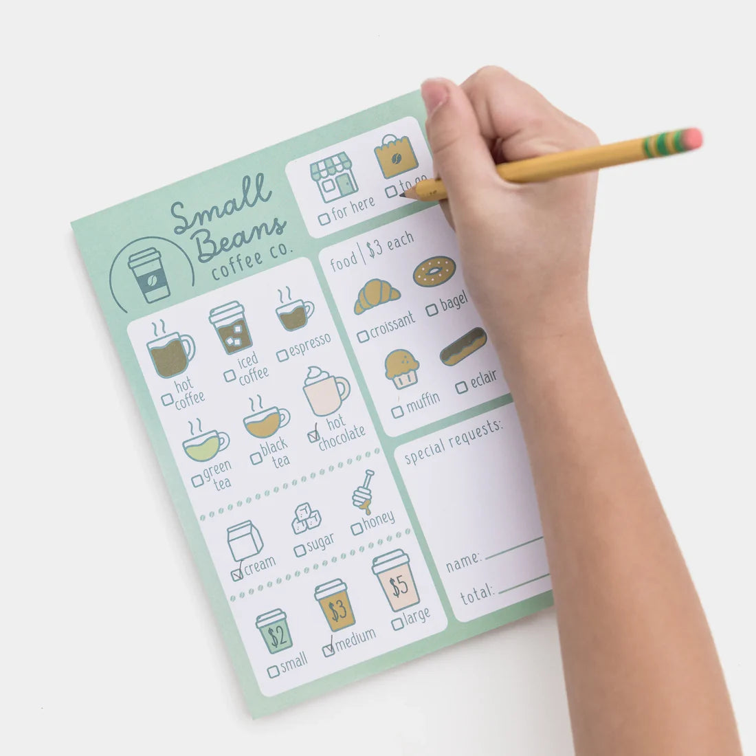 Coffee Shop Pretend Play Notepad - Milk, Thread & Honey