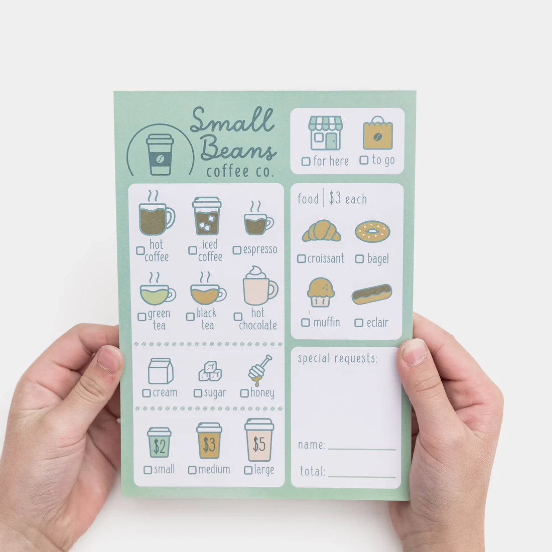 Coffee Shop Pretend Play Notepad - Milk, Thread & Honey