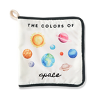Space-themed crinkle book for infants