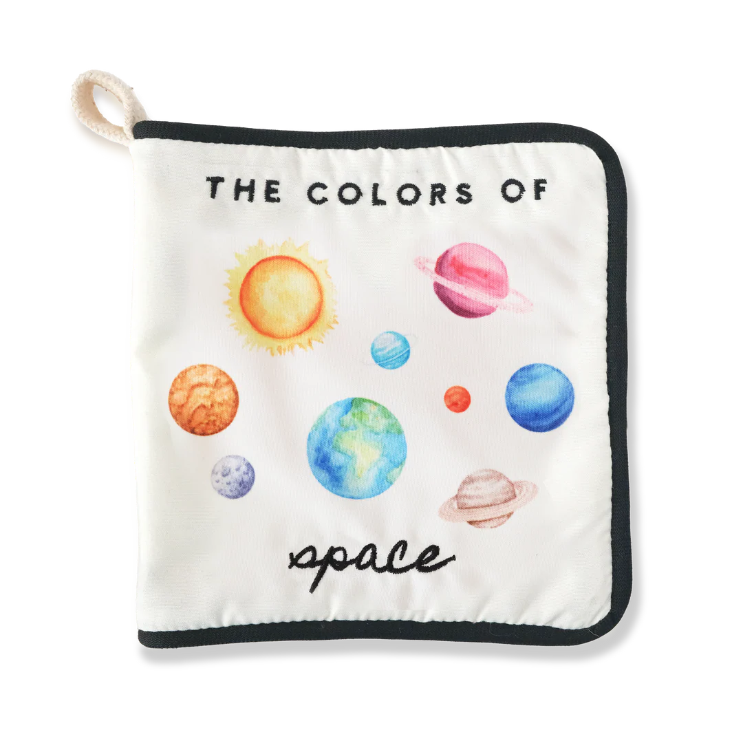 Space-themed crinkle book for infants