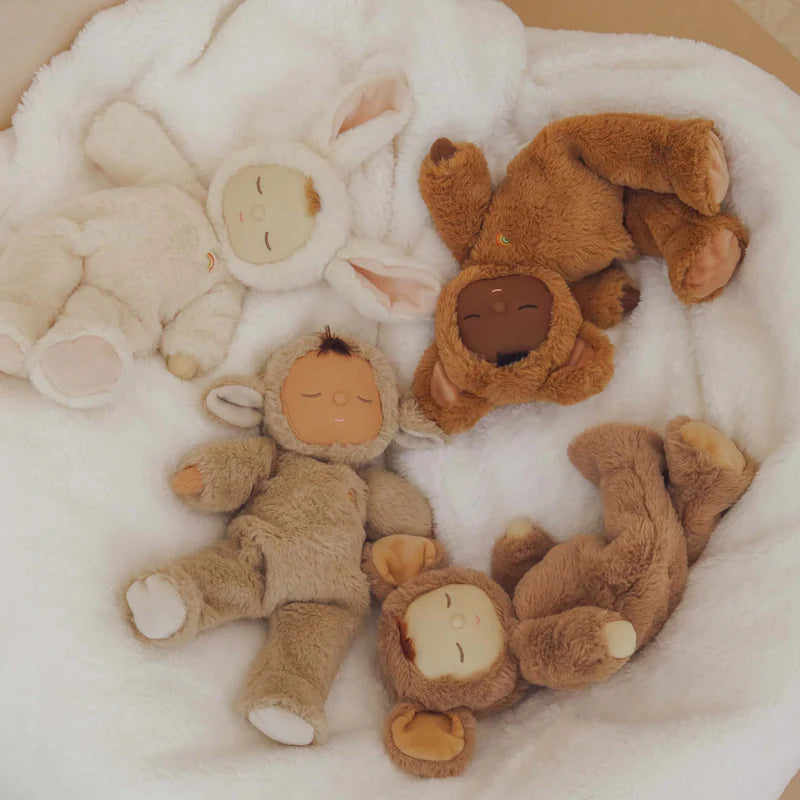 Brown teddy bear baby plush toy Cozy Dinkum Olli Ella