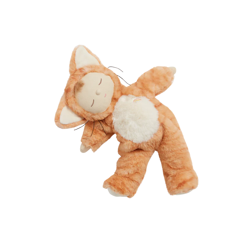Plush tabby cat doll for kids cuddling and imaginative play
