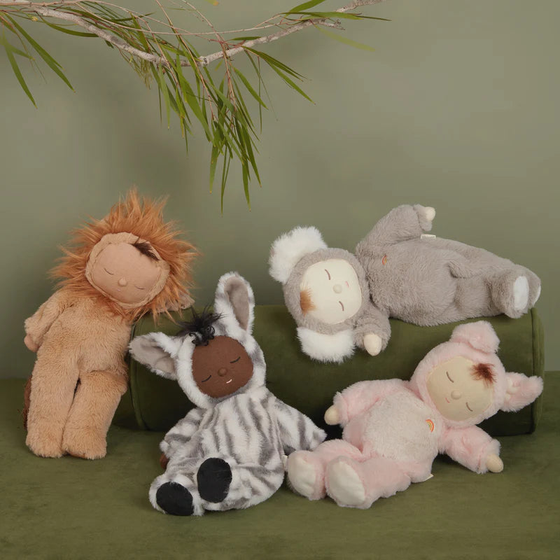 Olli Ella Mini Zebra Cozy Dinkum doll in striped animal suit
