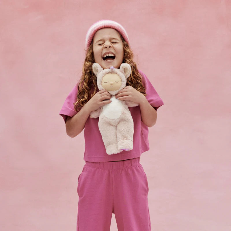 Soft pink unicorn doll Cozy Dinkum baby toy Olli Ella
