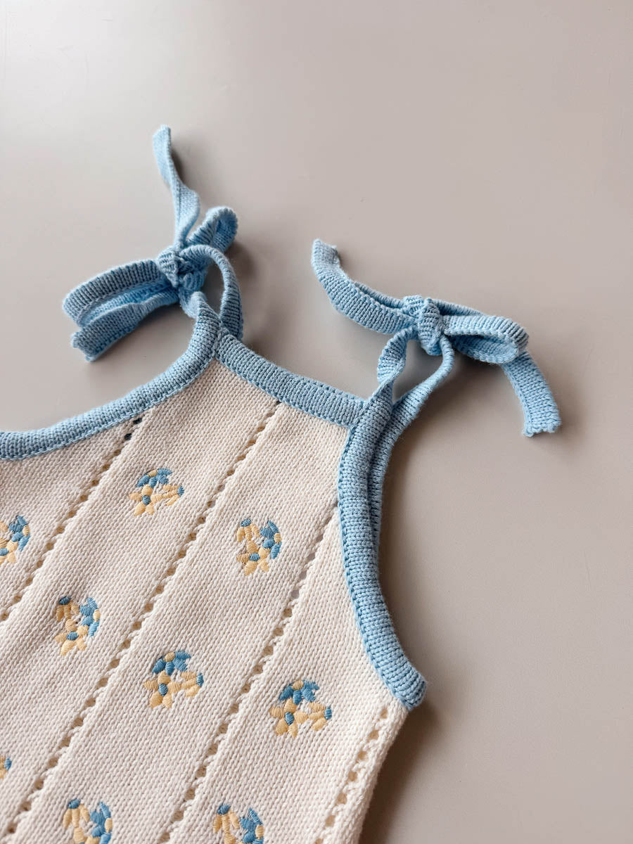 Pansy Bloom Pointelle Tie Romper - FRECKLES the Label