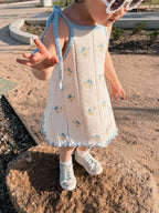 Pansy Bloom Pointelle Tie Dress - FRECKLES the Label