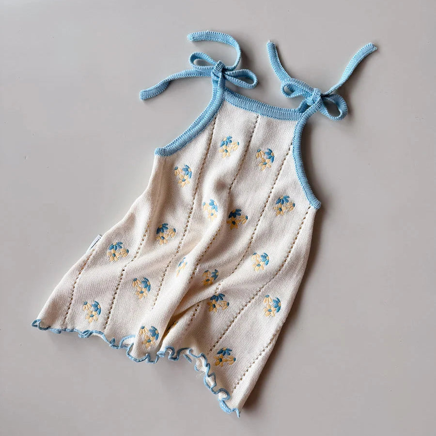 Pansy Bloom Pointelle Tie Dress - FRECKLES the Label