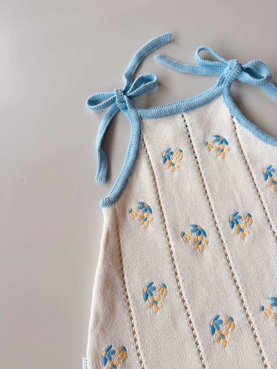 Pansy Bloom Pointelle Tie Dress - FRECKLES the Label