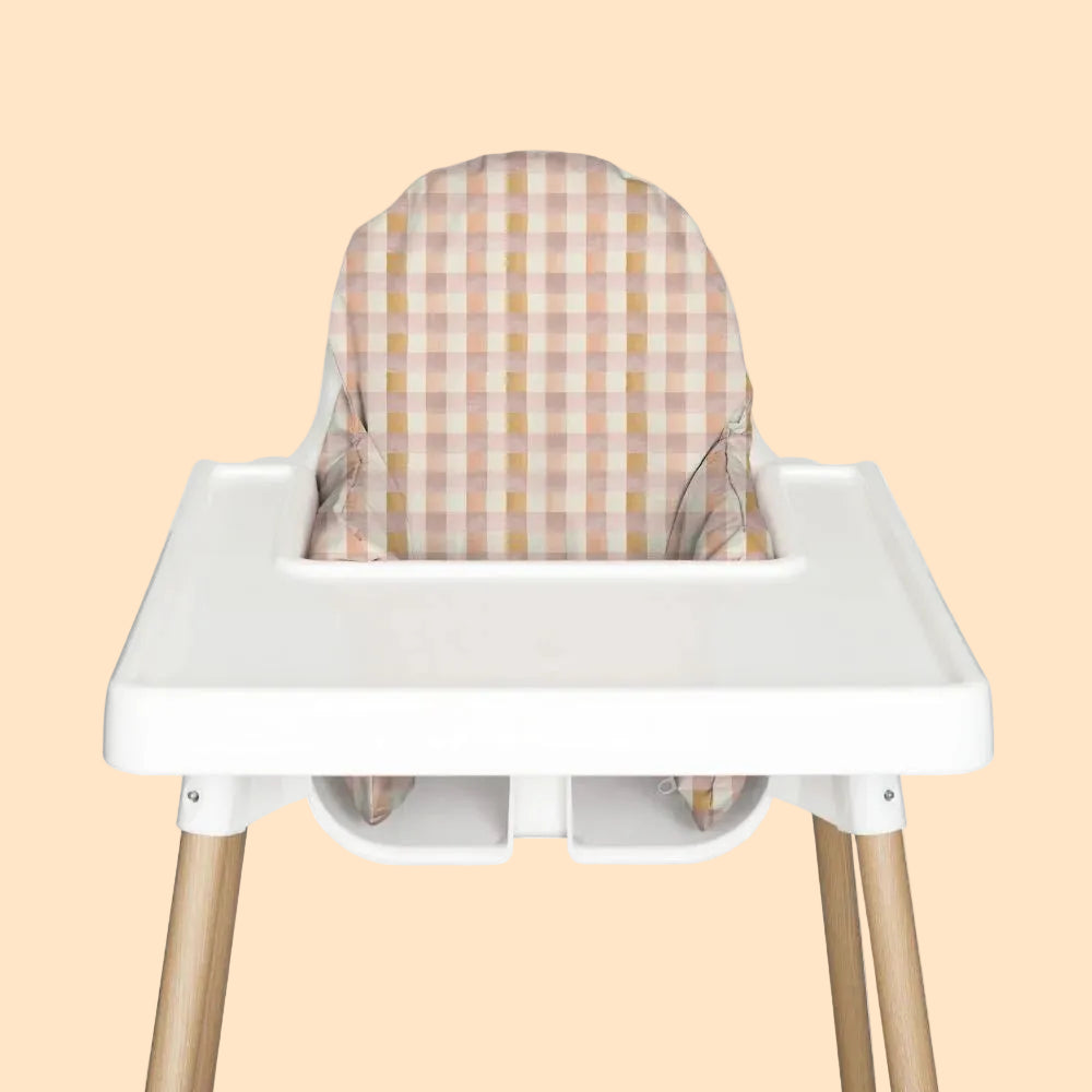 Pastel Checks Highchair Cushion Cover - Nibble & Rest