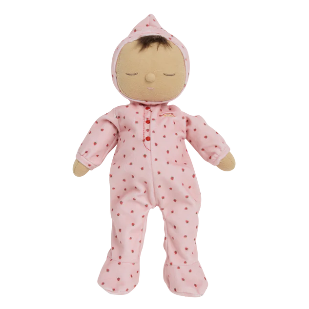 Baby doll strawberry print soft toy Dozy Dinkum Olli Ella