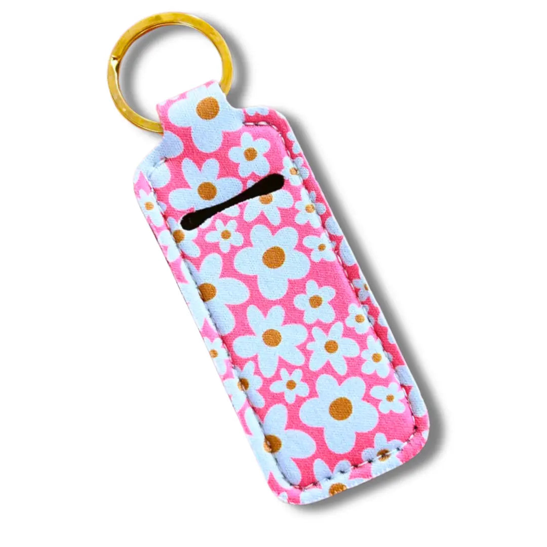 Lip Balm Keychain Holder | Pink Daisy