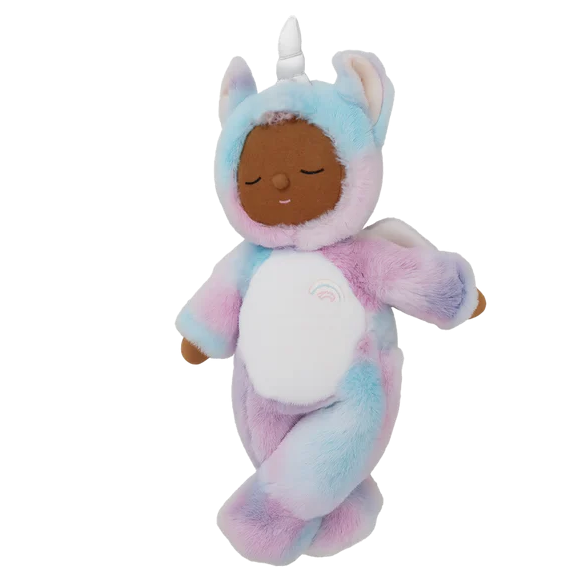Stardust Rainbow Unicorn Cozy Dinkum doll full view pastel plush