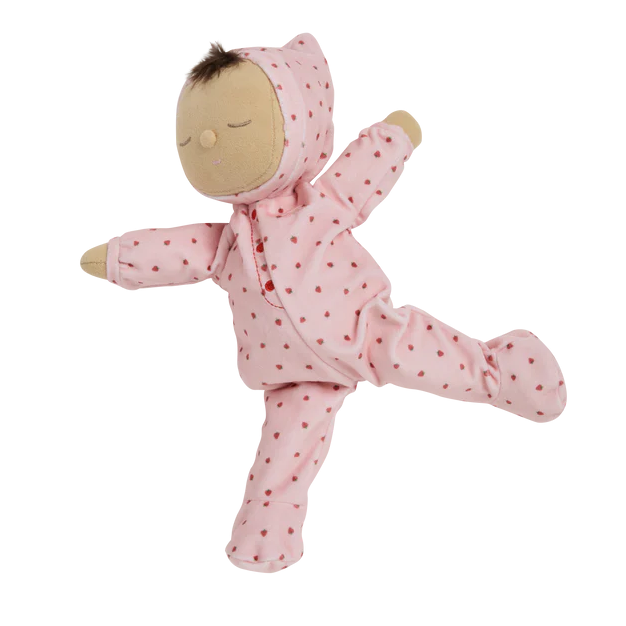 Pink strawberry Dozy Dinkum doll soft toy for babies and toddlers
