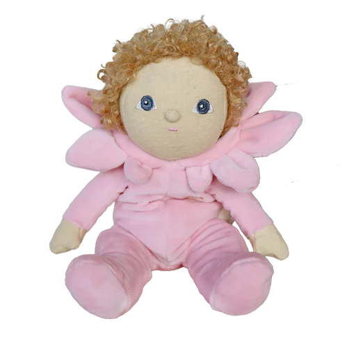 Close up of Magnolia Dinky Dinkum doll face and flower hood