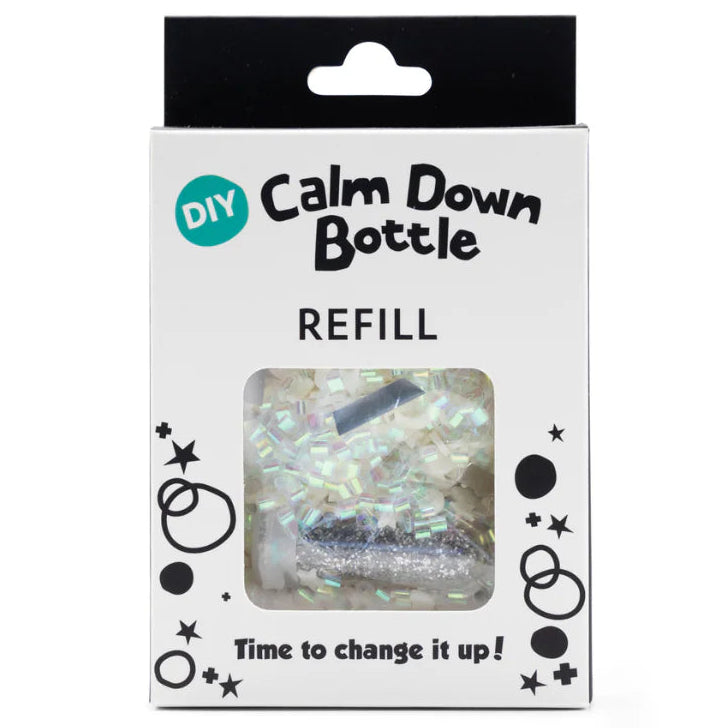 Jellystone Designs DIY Calm Down Bottle Glow in the Dark refill pack with silver and iridescent sensory elements