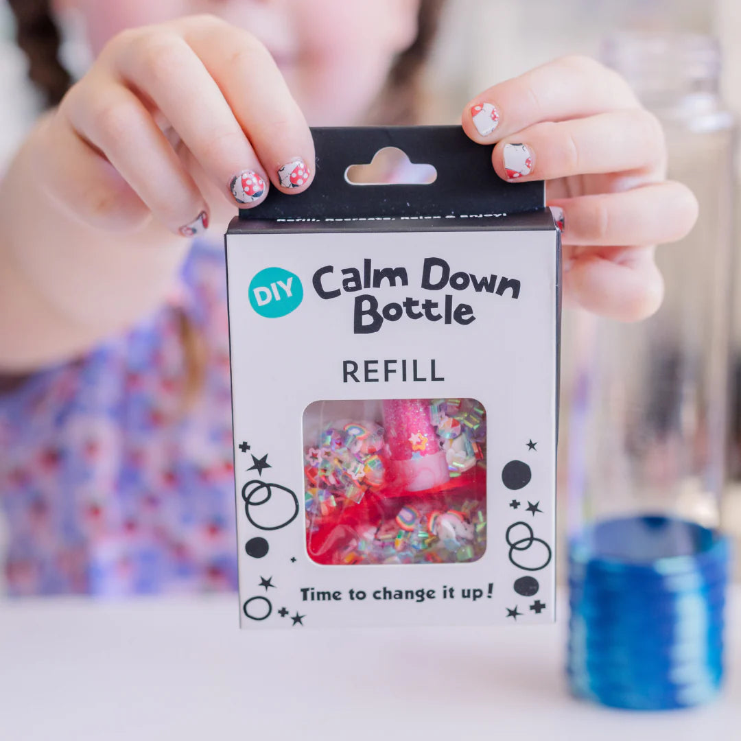 Jellystone Designs DIY Calm Down Bottle Rainbow refill pack with colourful rainbow silver and iridescent sensory elements