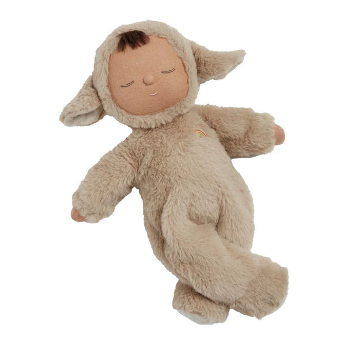 Close up grey lamb Cozy Dinkum doll face and ears