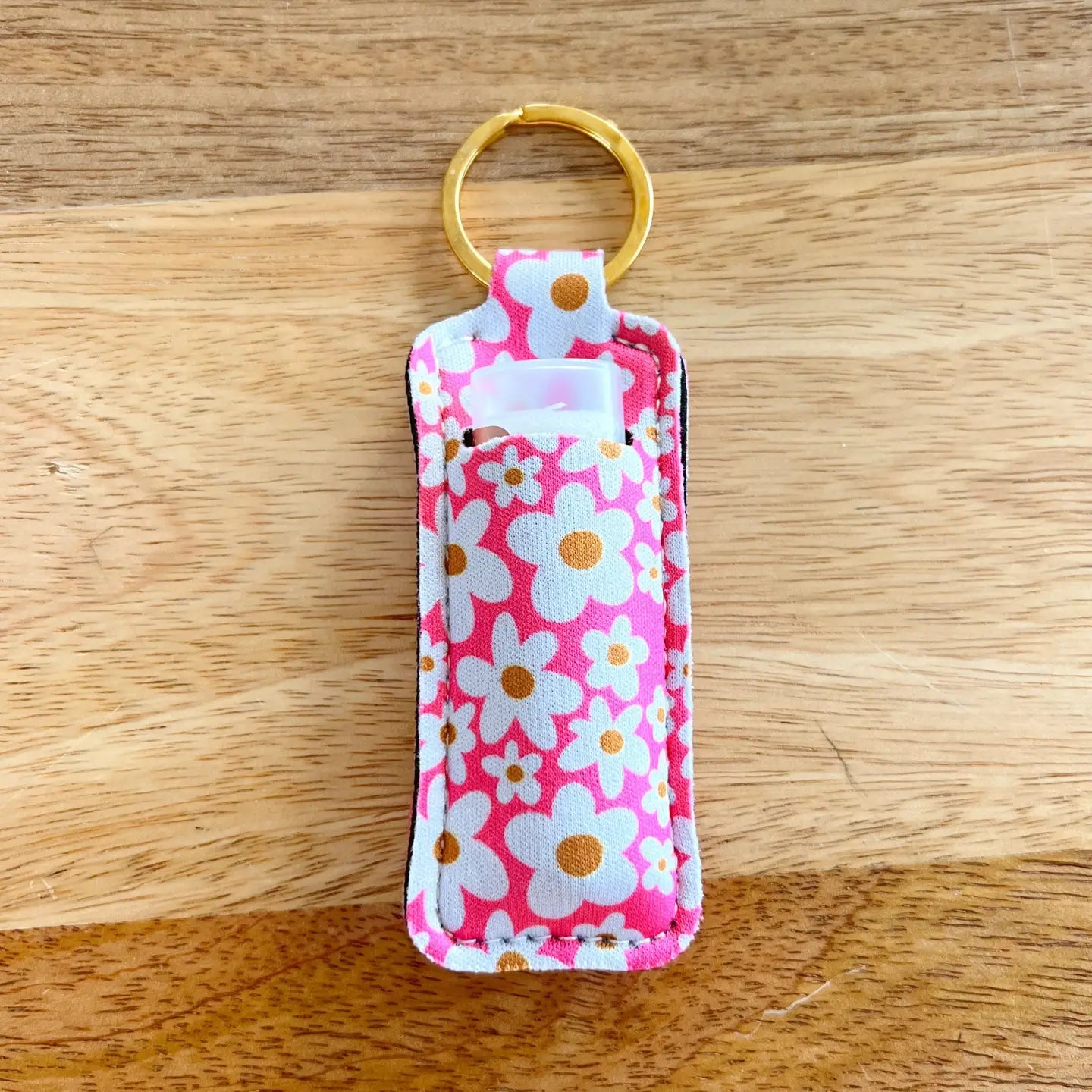 Lip Balm Keychain Holder | Pink Daisy