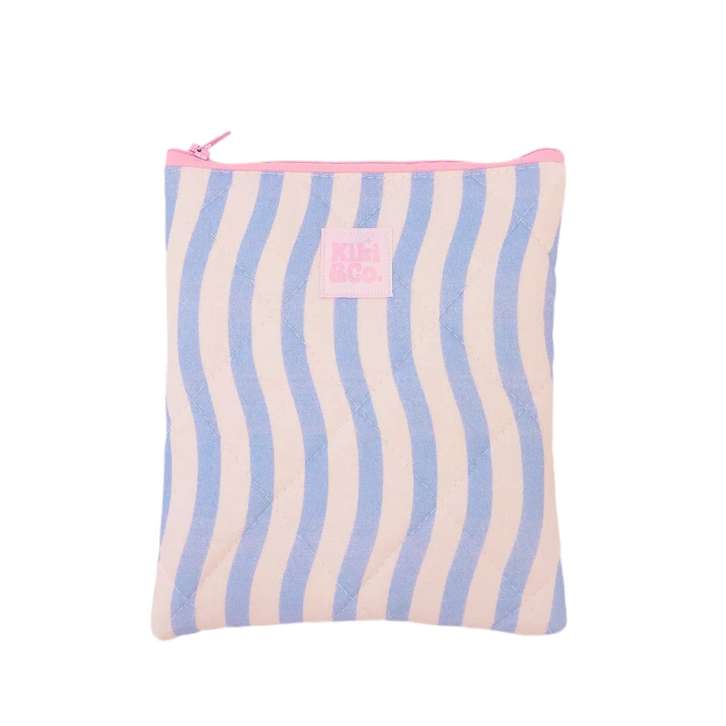 Quilted eReader Sleeve | Blue Wavy Stripes