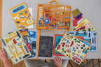 Vehicle themed arts and crafts activity box for children