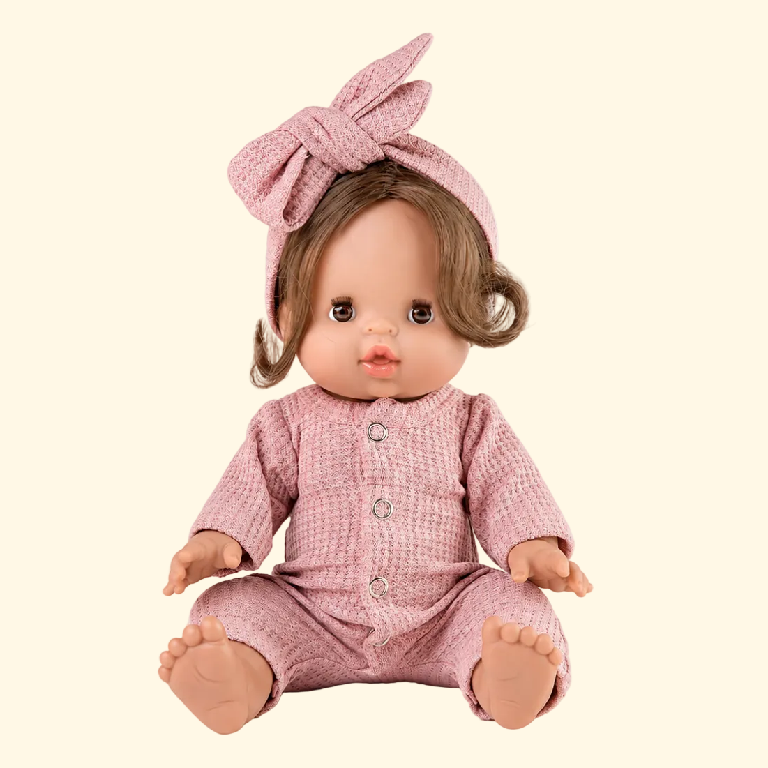 Mauve Dolls Waffle Onesie w/ Bow - Nicci & Lu