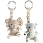 Elephant and hippo stroller toy set by Living Textiles