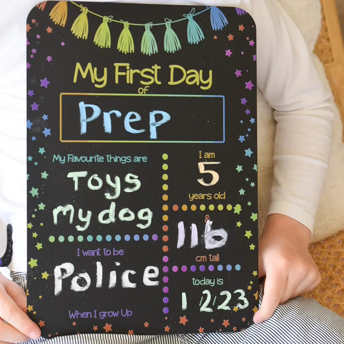 First Day of School Blackboard | Stars