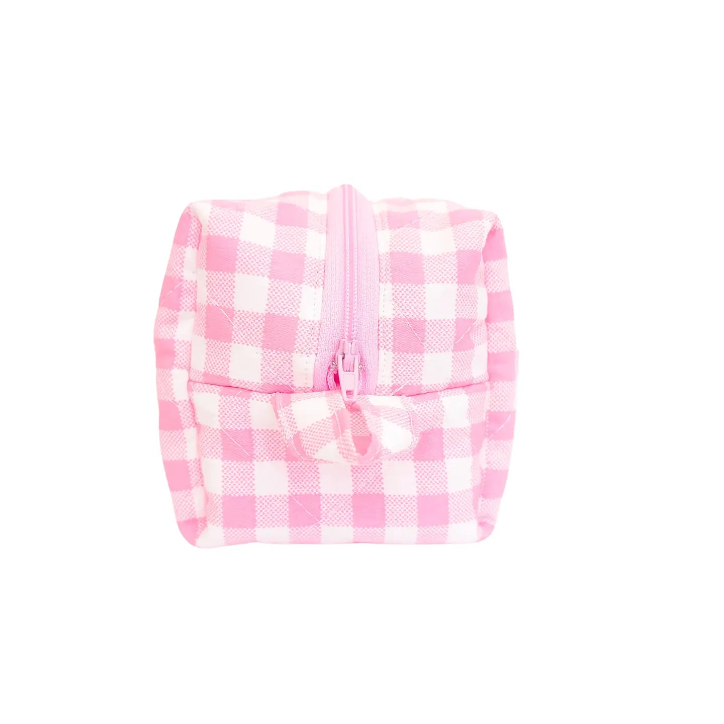 Quilted Makeup Bag | Pink Gingham