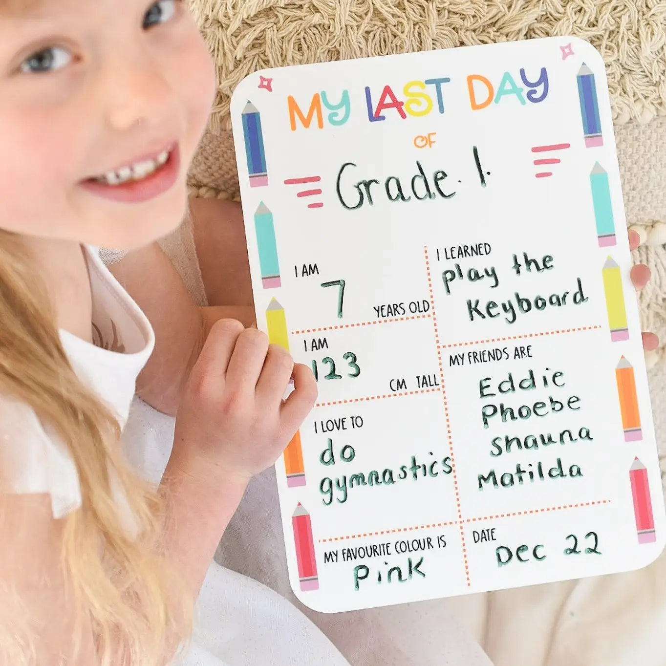 First & Last Day Reversible Board | Pencils