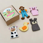 Old MacDonalds Farm Animals Felt Finger Puppet Set - Tara Treasures