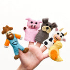 Old MacDonalds Farm Animals Felt Finger Puppet Set - Tara Treasures
