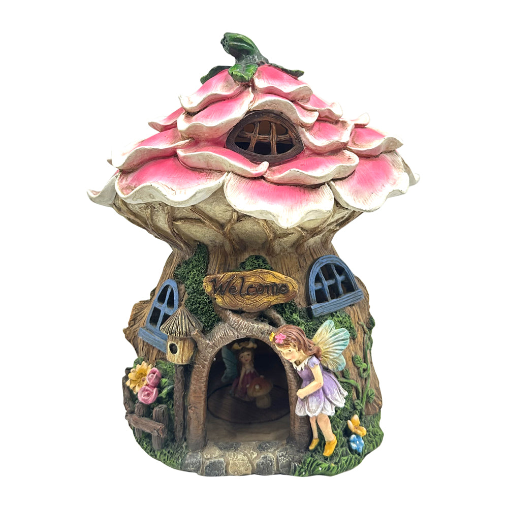 Flower Hollow Solar Fairy House - Fairy Garden