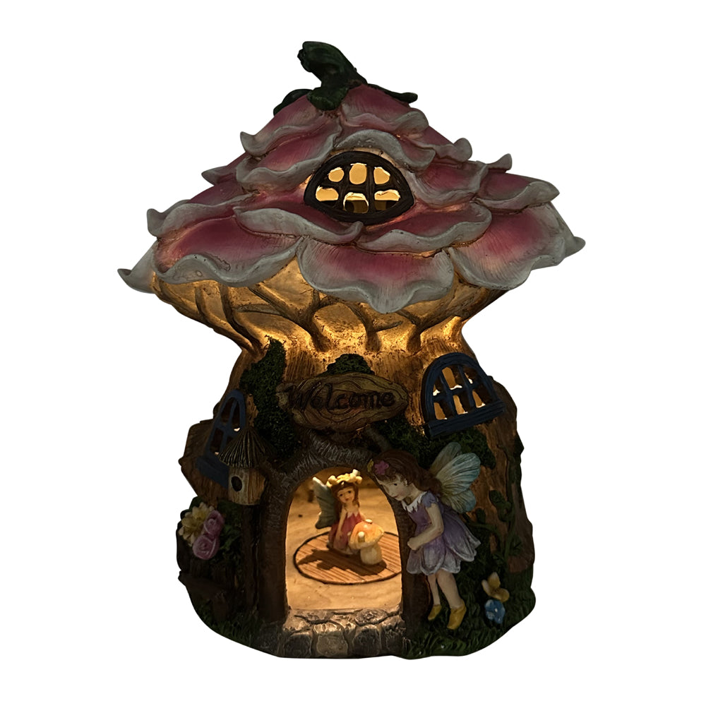 Flower Hollow Solar Fairy House - Fairy Garden