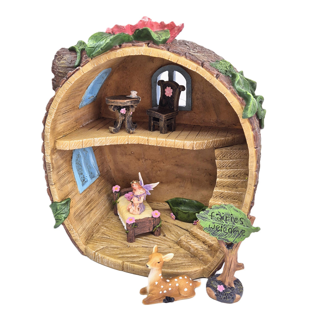 Fairy Log Cabin & Accessories Set - Fairy Garden
