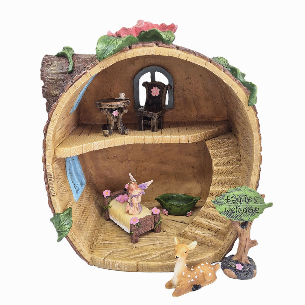 Fairy Log Cabin & Accessories Set - Fairy Garden