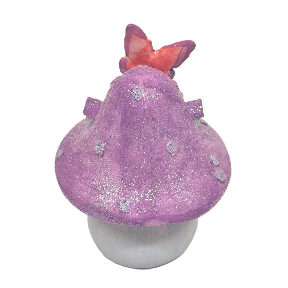 Purple Glitter Mushroom Fairy House - Fairy Garden