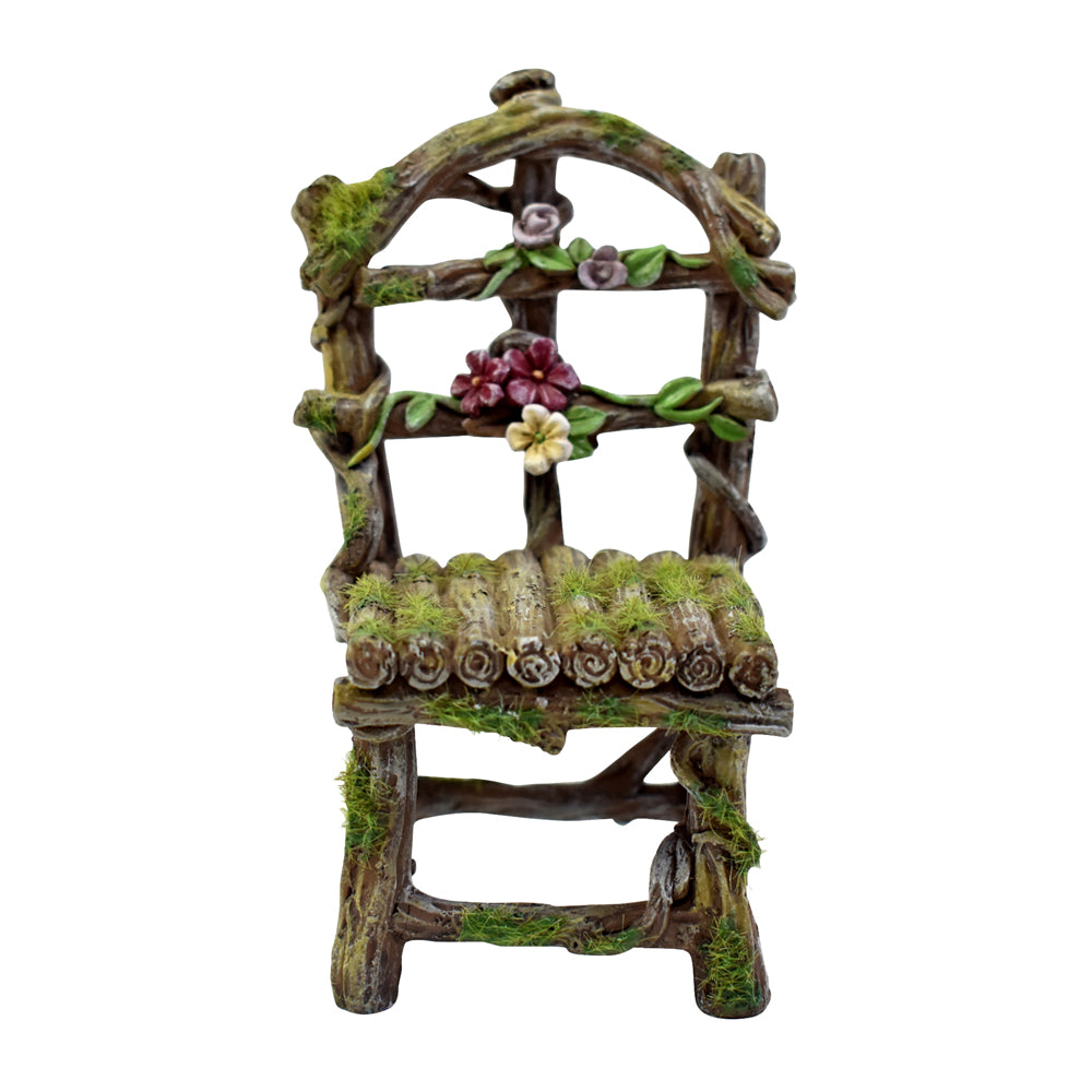 Moss & Flowering Vine Fairy Chair - Fairy Garden