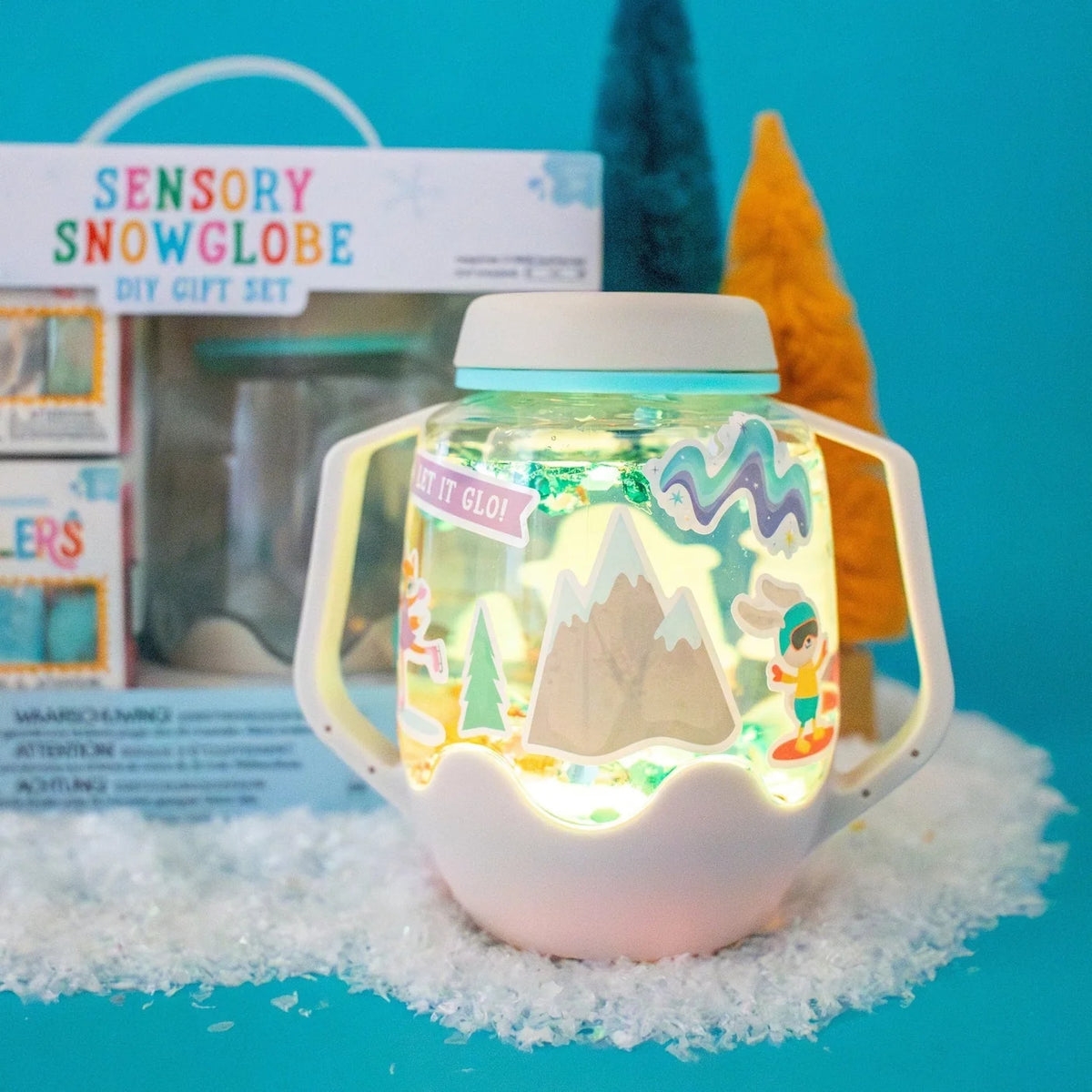 DIY Snowglobe Sensory Light Up Play Jar Gift Set - Glo Pals