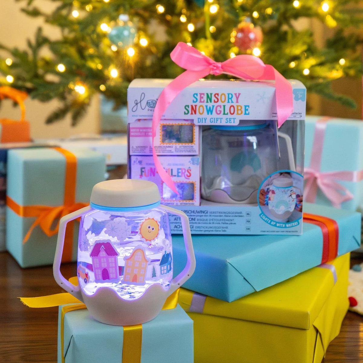 DIY Snowglobe Sensory Light Up Play Jar Gift Set - Glo Pals