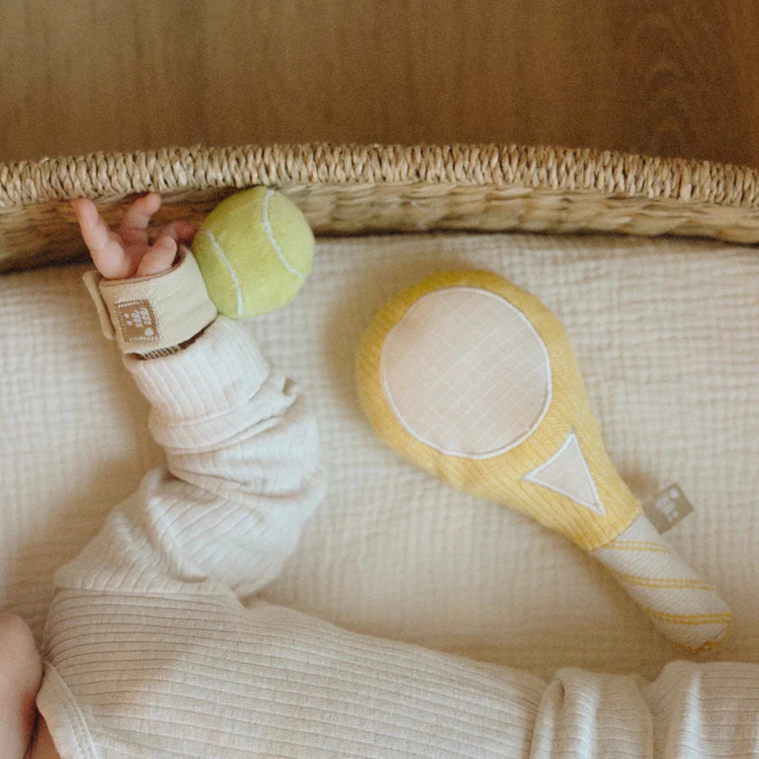 Baby tennis themed sensory rattle toy set