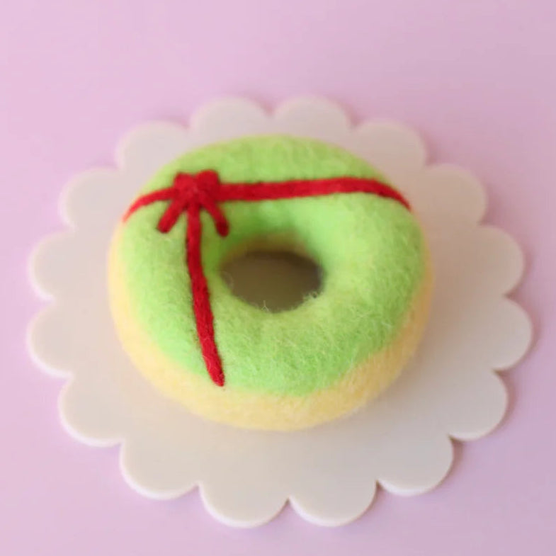 Wrapped Up Green Festive Felt Donut - Juni Moon