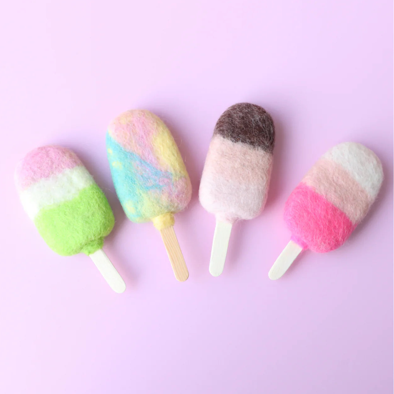 Strawberries + Cream Ice-Cream Popsicle Felt Food - Juni Moon