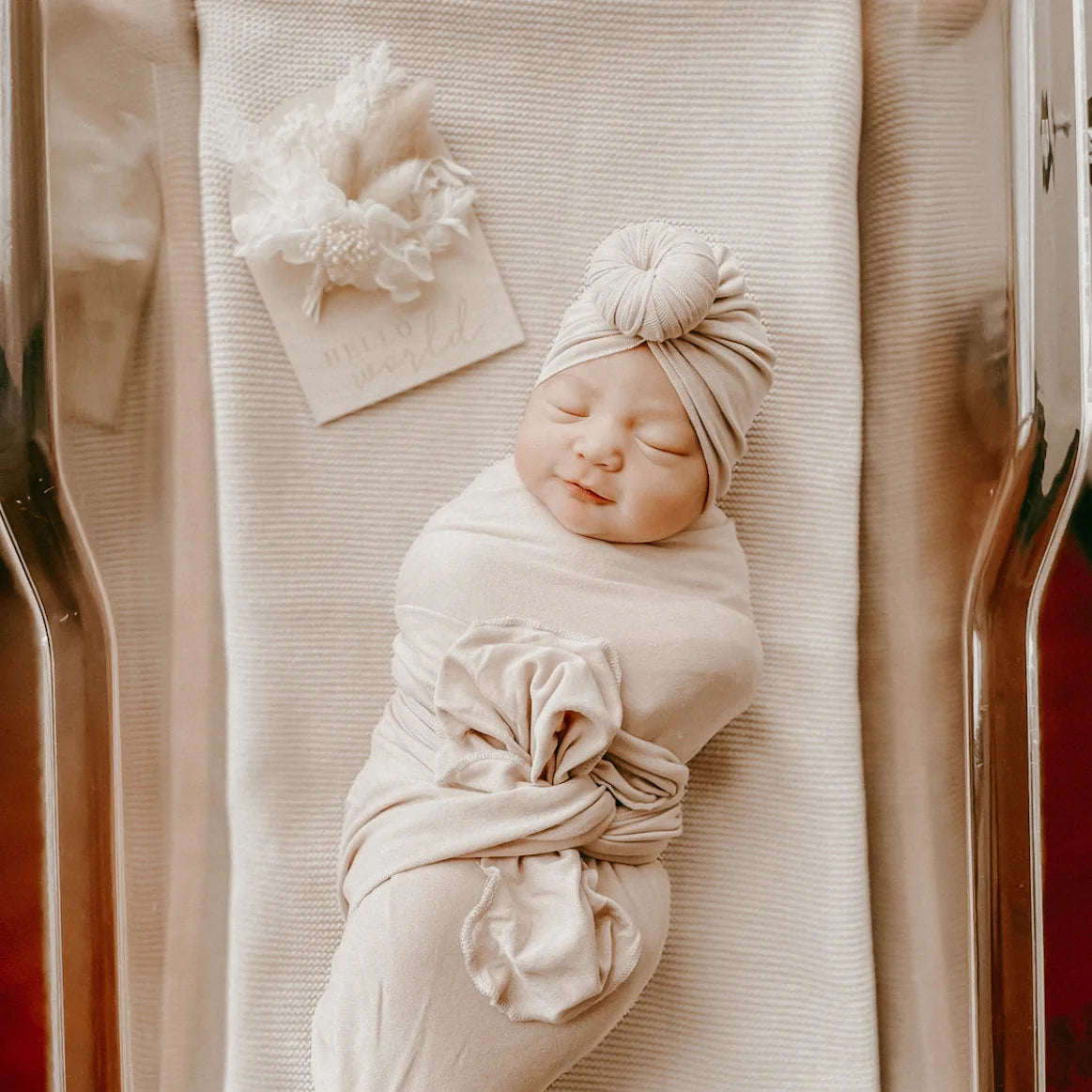 Dried Floral Announcement Plaque - White | Hello World