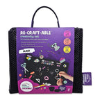 front packaging of how to use the Re-CRAFT-able Silicone Creativity Mat Set in black with silicone craft mat and cup. A fun and practical solution for mess free creative play. made by little change creators